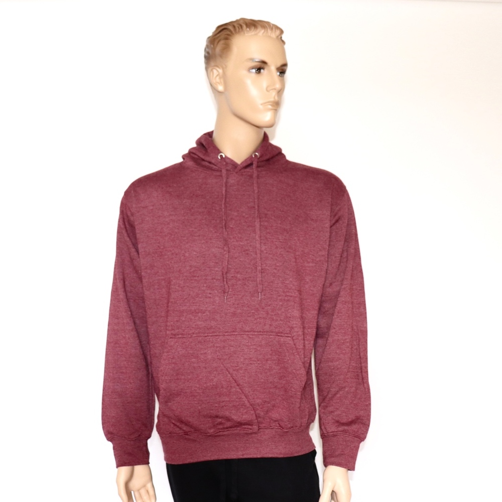 Burgundy Men's Heavy Fleece Hooded Sweatshirt
